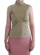 Exte Gold Nylon Turtleneck Top Blouse
